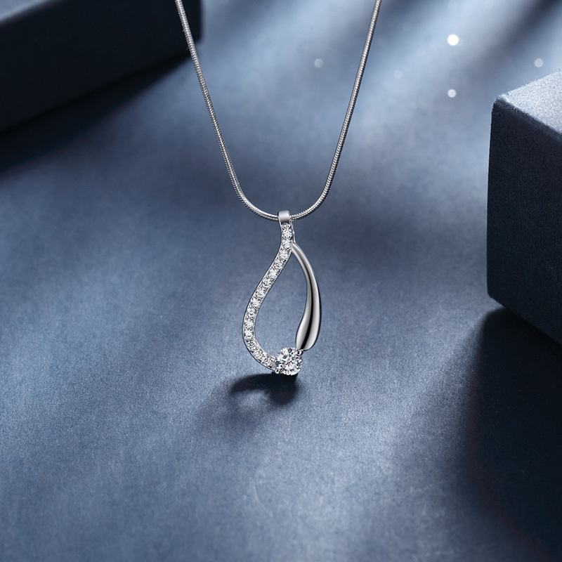 myfd925银首饰女士纯银项链礼服链毛衣链锁骨链生日礼物送女友视频