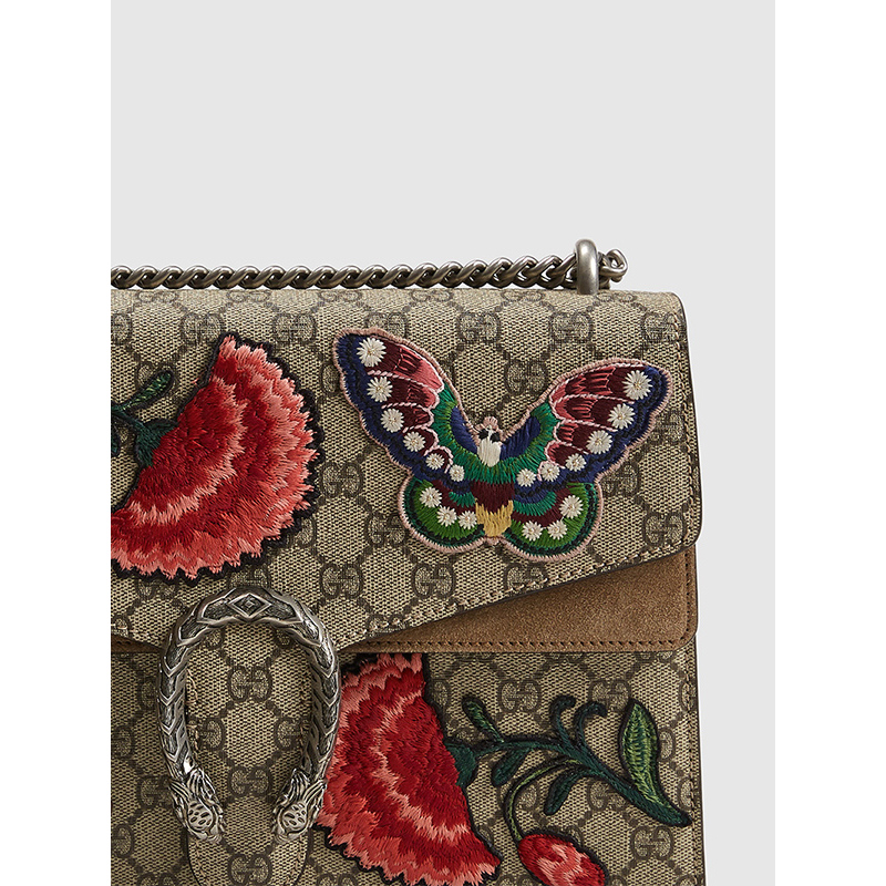 gucci古驰dionysus系列酒神包女士刺绣帆布印花包盖式女士单肩包硬