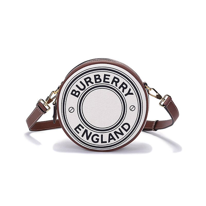 博柏利巴宝莉burberry女款织物配皮圆形louise路易丝包单肩斜挎包腰包