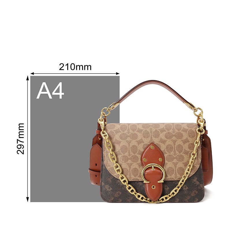 COACH 蔻驰 BEAT口盖包 女士斜挎包 马车印花拼老花金扣C2418图片