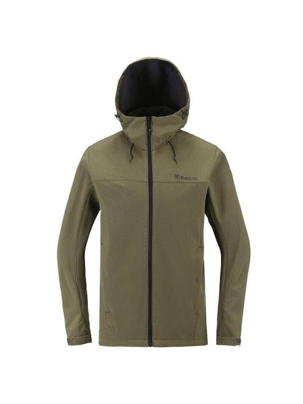 探路者户外情侣男女防风连帽弹力软壳衣HAEF91033