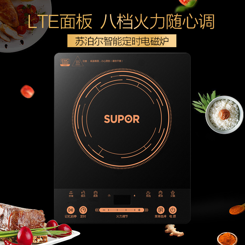 苏泊尔(SUPOR)电磁炉C21-SDHCB9E32S 触控式 21档火力可调黑色微晶面板 电磁炉家用