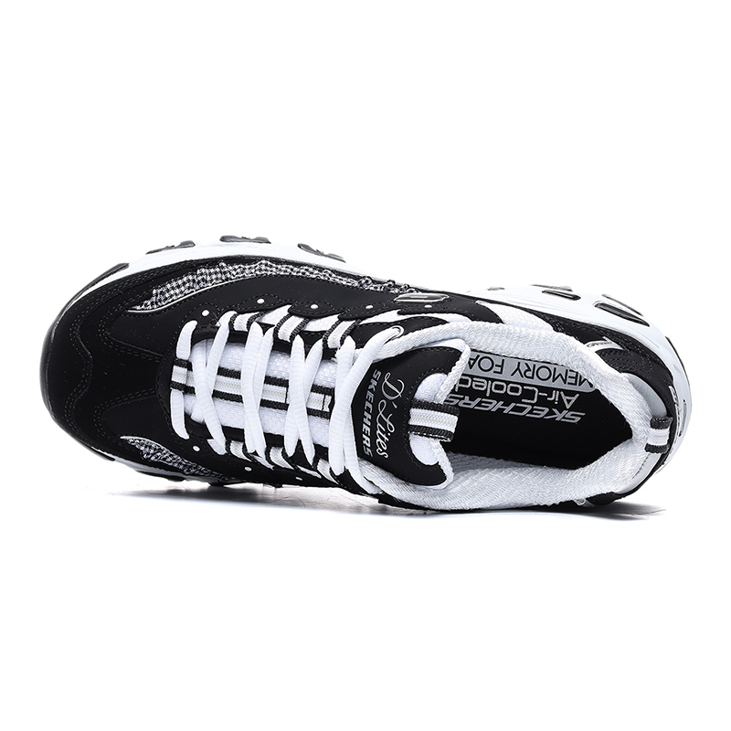 Skechers斯凯奇女鞋休闲鞋复古格纹荷叶边熊猫运动鞋13090