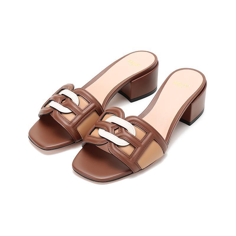 BALLY 巴利 女士 皮质低粗跟凉鞋拖鞋凉拖 PEONI 40