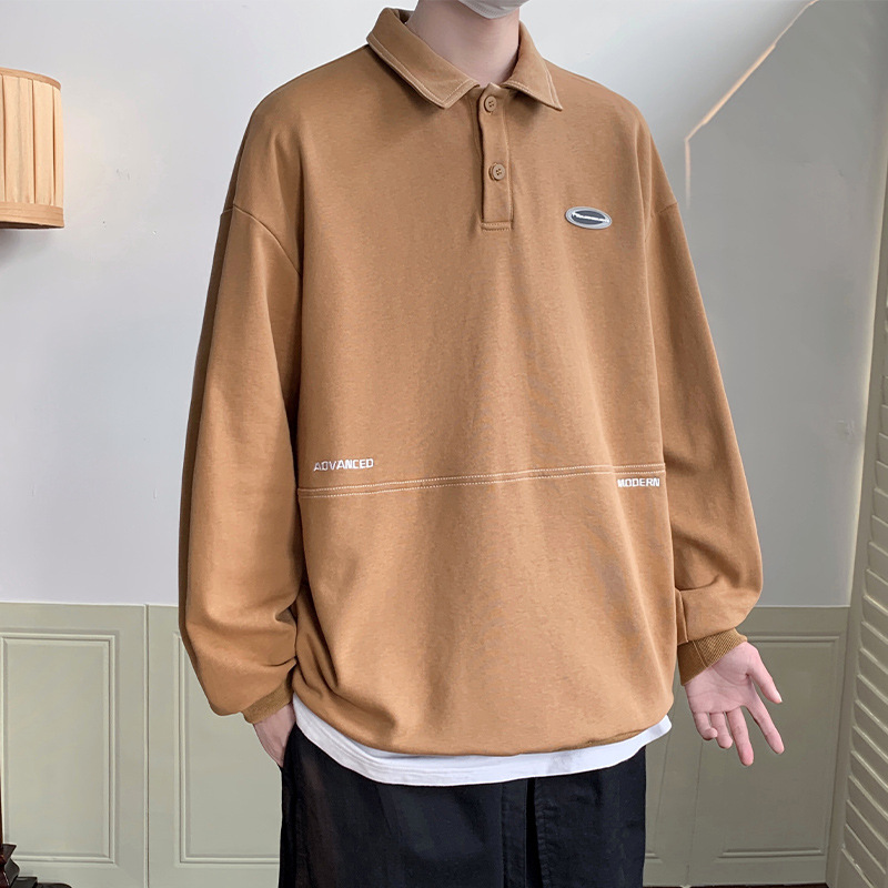 brookingspolo衫卫衣男士春季新款ins潮牌翻领长袖上衣服学院风