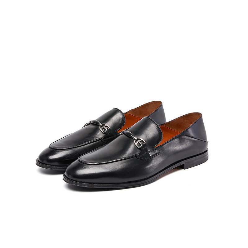 BALLY/巴利 WELITON男士黑色纯色小牛皮巴布什乐福鞋 6220956