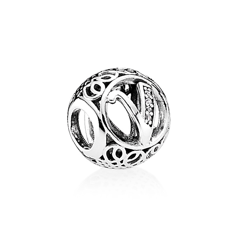 PANDORA潘多拉 复古字母V 925银串饰 791866CZ