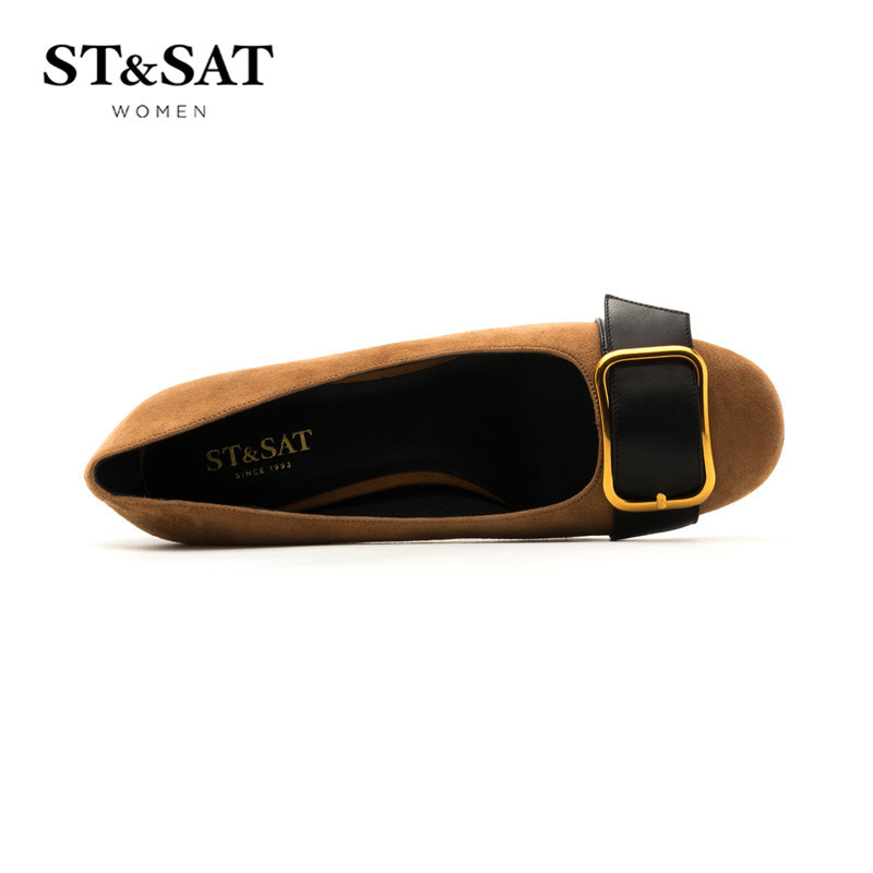 St&Sat/星期六浅口皮带扣粗跟方头女鞋单鞋SS73111215
