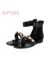 D：Fuse/迪芙斯夏季牛皮套趾平跟简约凉鞋女鞋DF52112012