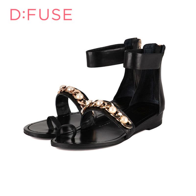 D：Fuse/迪芙斯夏季牛皮套趾平跟简约凉鞋女鞋DF52112012图片