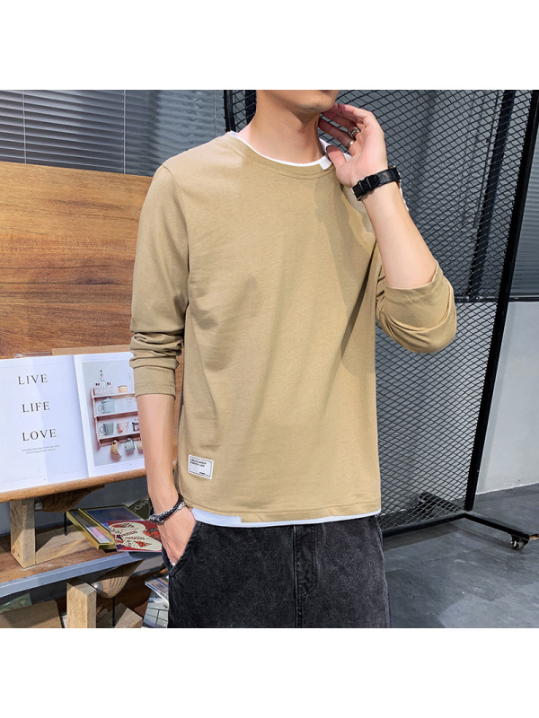 春秋季男士长袖T恤韩版潮牌ins纯棉简约打底衫青少年衣服