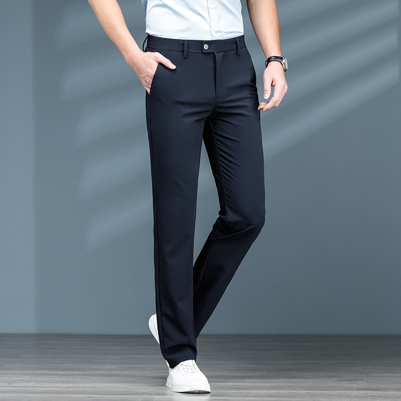 ceba冰丝裤空调裤弹力裤子夏季男款冰丝薄款长裤男裤西裤男士休闲裤