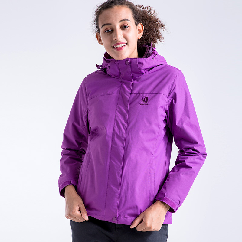 圣弗莱户外三合一纯色冲锋衣秋冬季女士加绒加厚可拆卸登山服外套9142684047