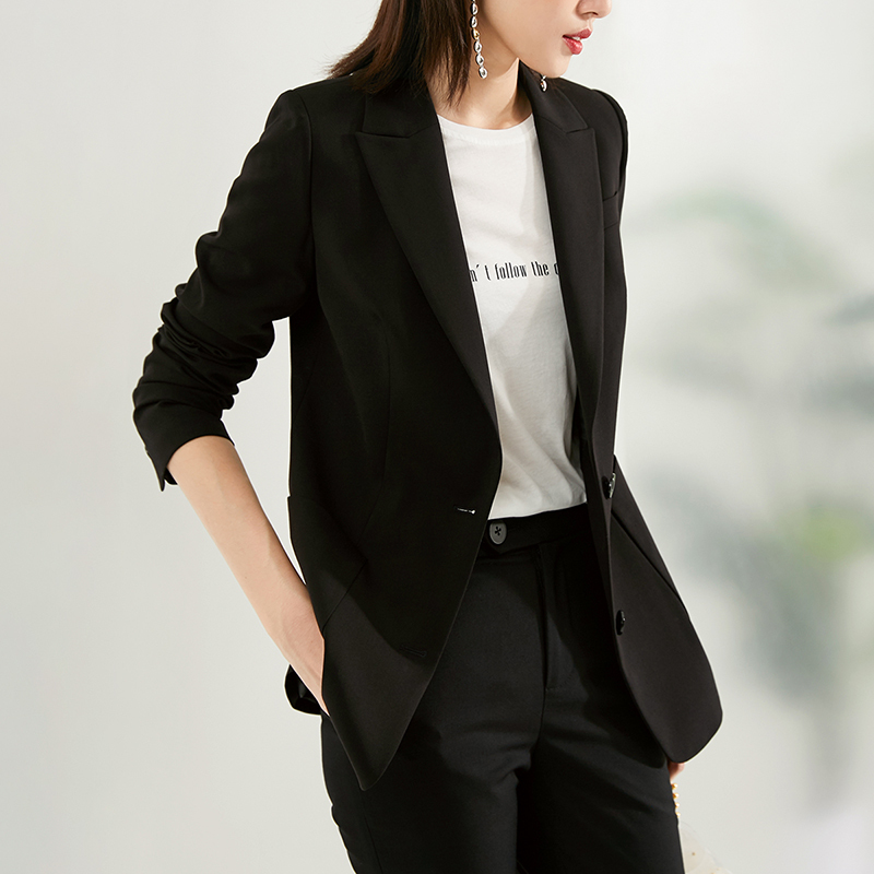 晚白2021春季新品简约纯色通勤百搭职业修身显瘦常规西装外套女