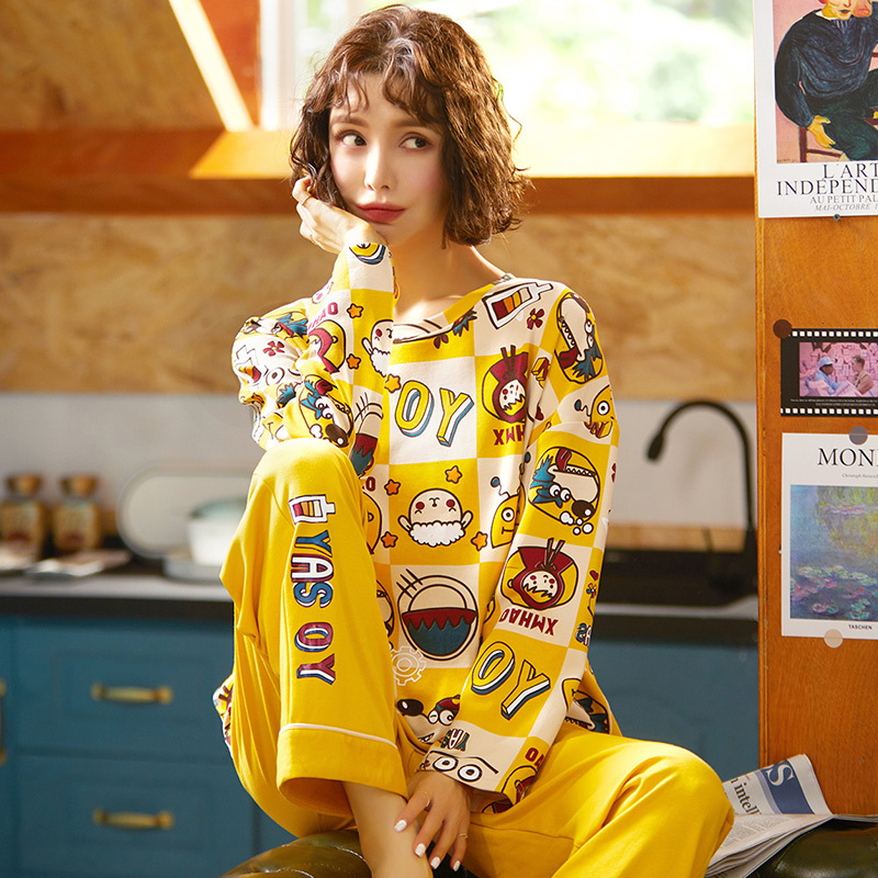 迪奥女士家居服休闲套装卡通可爱睡衣套装款式舒适透气睡衣女潮流视频