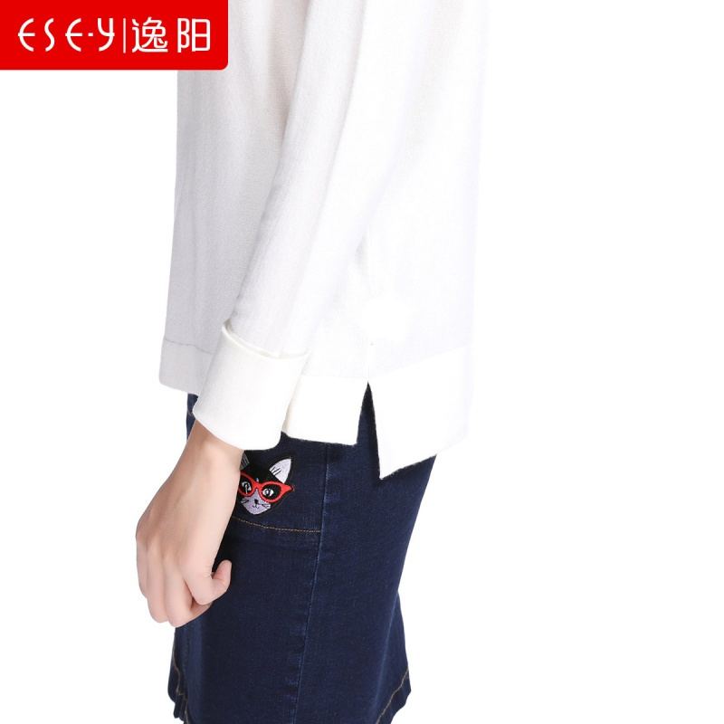 白色外穿打底衫长袖高领套头毛衣上衣2018秋女新款正品气质0300