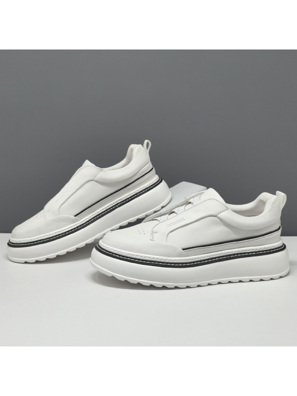 男生头层牛皮厚底运动板鞋男款潮鞋真皮透气欧洲站男鞋男士休闲鞋