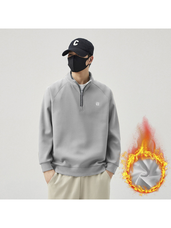 秋季半高领拉链男士卫衣春秋季潮流百搭长袖新款美式潮牌百搭上衣