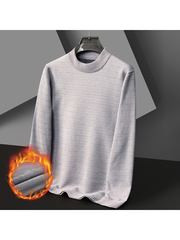 细软雪貂毛休闲针织衫半高领保暖加绒加厚雪貂纯色青年简约打底衫