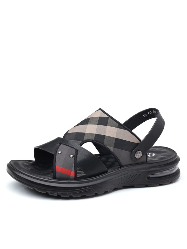 凉鞋男2025夏季新款真皮休闲沙滩鞋男防滑耐磨洞洞鞋