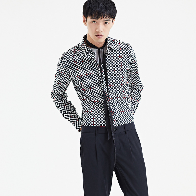 gxg男装 春季男士时尚休闲都市花色斯文长袖衬衫