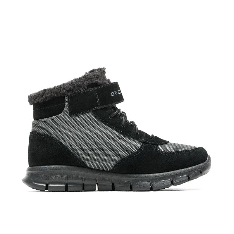 Skechers斯凯奇男童鞋拼接保暖冬靴雪地靴660013L/BKGY