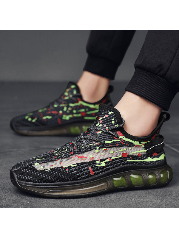 Ceba2022春季新款爆米花飞织椰子鞋潮男彩绘休闲运动鞋网面透气男鞋