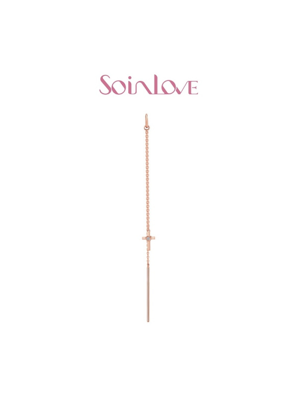 Soinlove18K玫瑰色金钻石耳环女 送礼推荐VU627