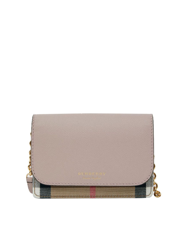 博柏利Burberry/巴宝莉 女包 格纹拼皮单肩链条包 翻盖包 女士女款斜挎包