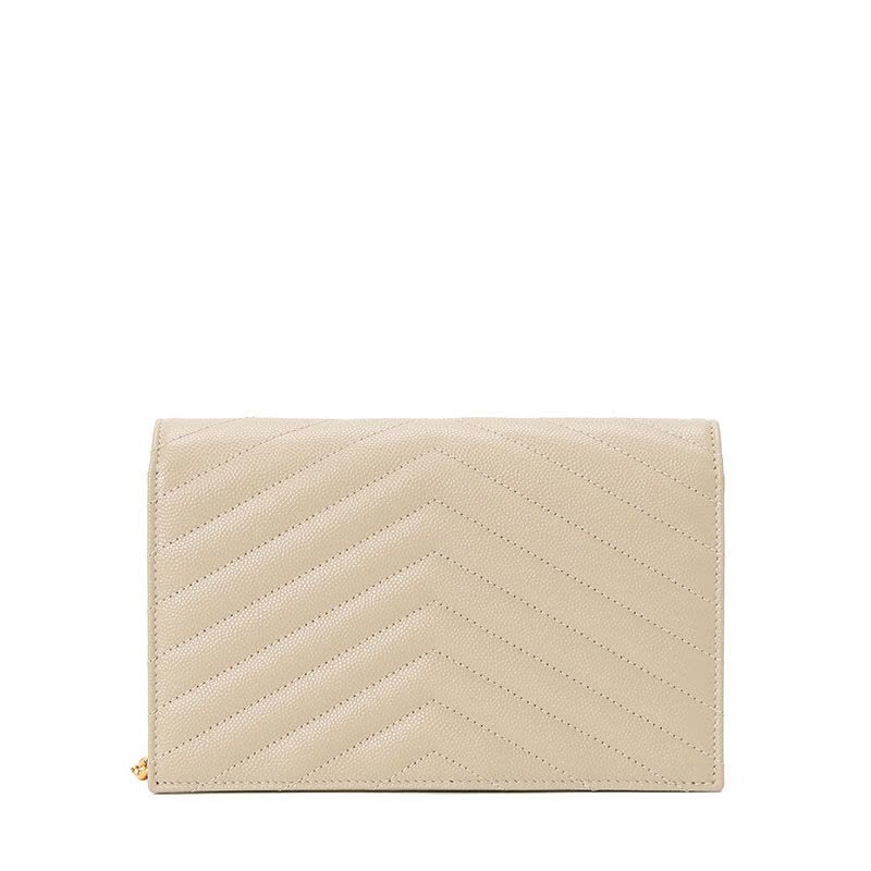 预售 圣罗兰 YSL MONOGRAM 信封包 字母LOGO鱼子酱纹 女士单肩包 393953金链图片
