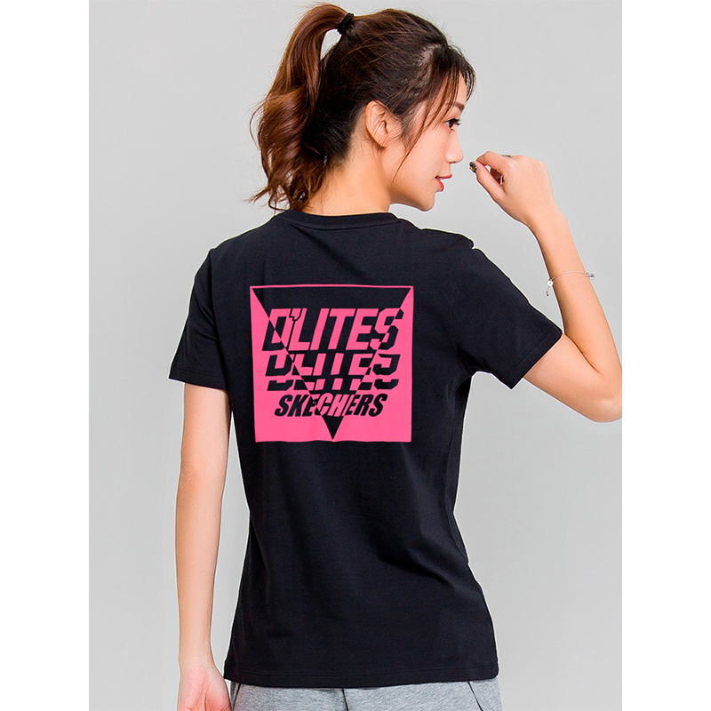 skechers斯凯奇女装休闲圆领短袖t恤sdaws18b010a13