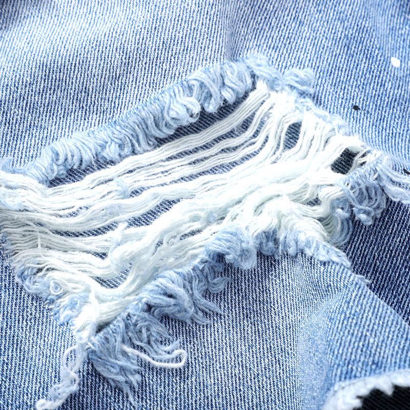 马克华菲牛仔短裤男五分裤2019潮韩版破洞男士纯棉潮流夏季修身休闲裤图片