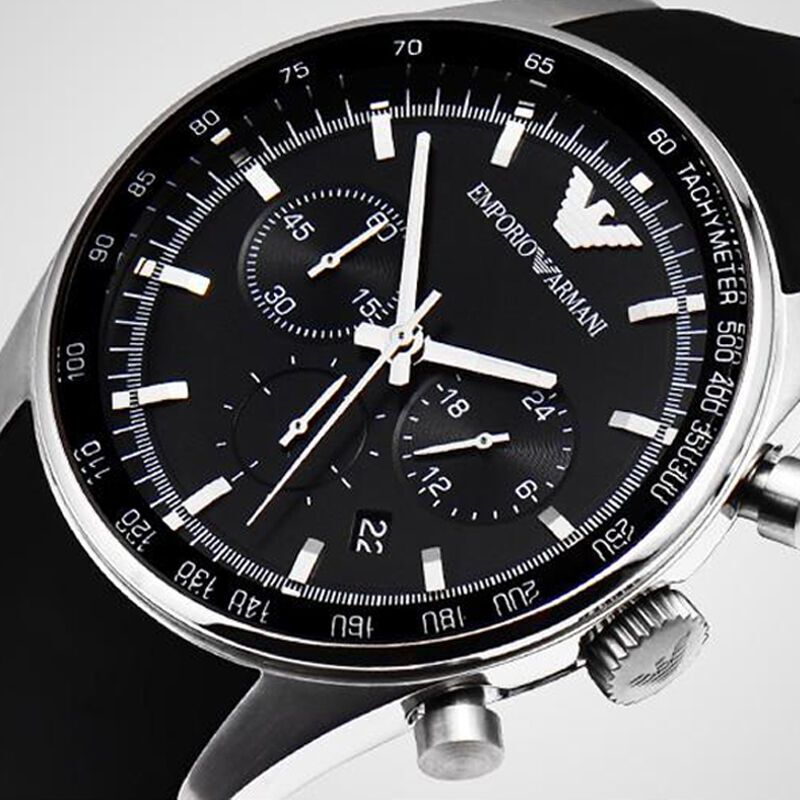 阿玛尼男士手表商务休闲三眼石英时尚计时男表ar5981