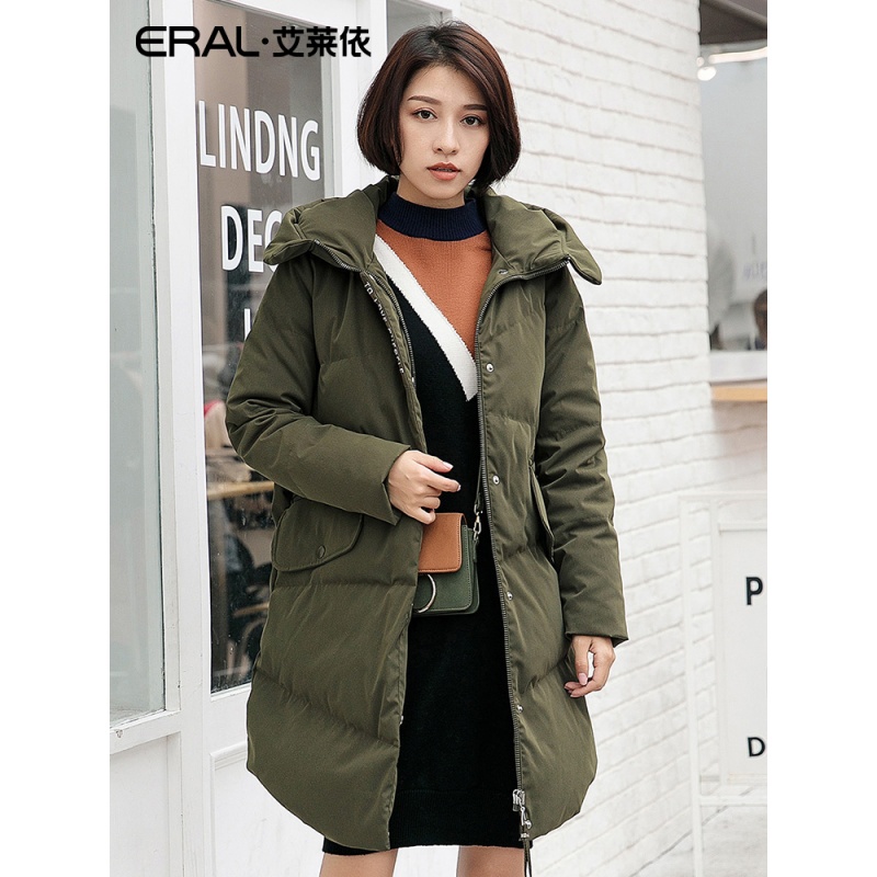 ERAL/艾莱依2018冬季新款修身显瘦羽绒服女中长款