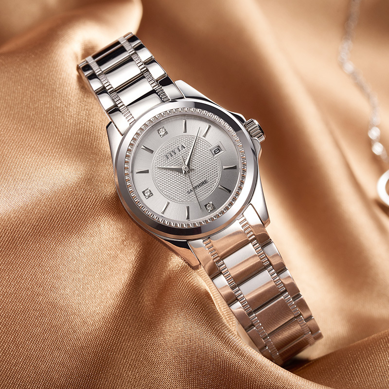 飞亚达fiyta手表钨钢表圈宝石镶嵌日历显示透视底机械女表lj096www