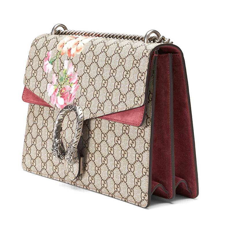 gucci女包 女士dionysus系列天竺葵印花双gg链条单肩斜挎包酒神包