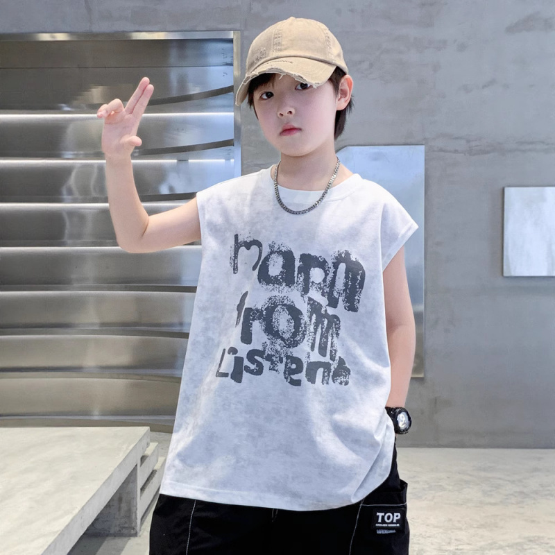 童装男童背心2025新款夏季男孩无袖T恤夏装儿童中大童夏款休闲潮T