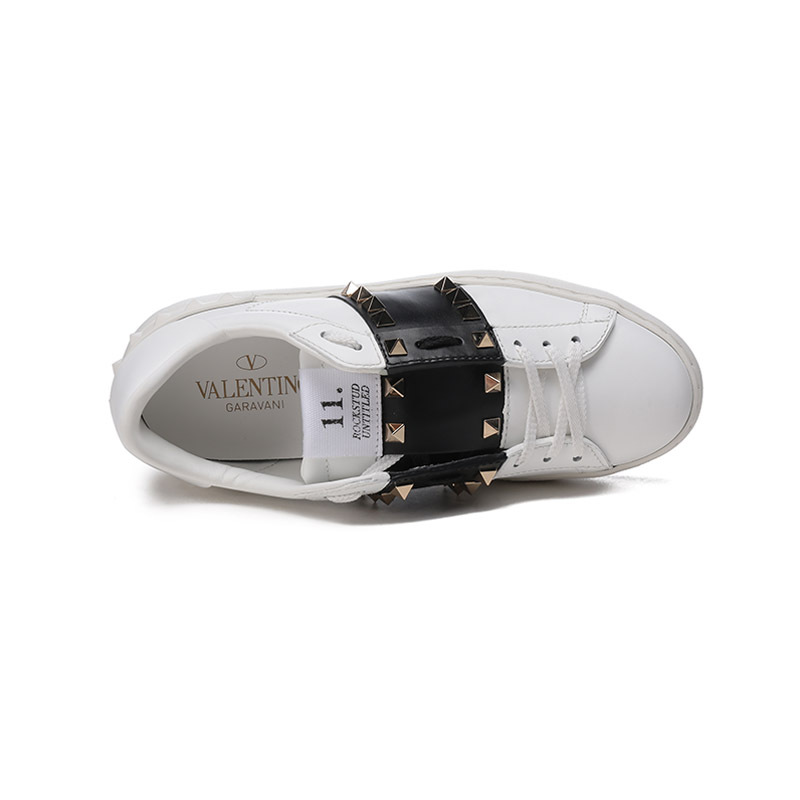 华伦天奴valentino女士皮革铆钉装饰系带休闲运动鞋小白鞋xw2s0a01ztn