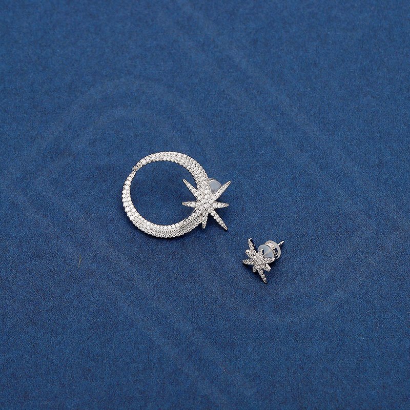 apmmonaco耳钉六芒星流星月不对称百搭气质通勤时尚饰品明星同款520