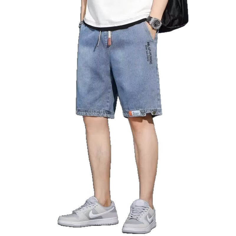 夏季薄款五分裤子宽松直筒美式复古牛仔短裤男士中裤