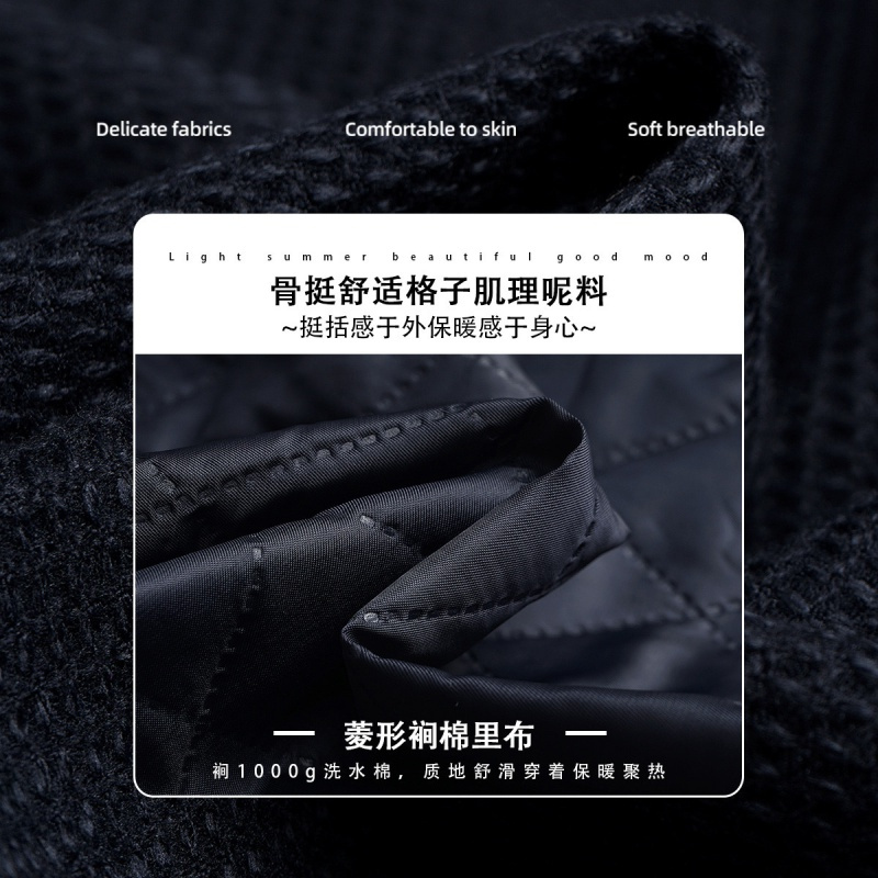 OUNIXUE欧昵雪 | 冬装洋气减龄毛呢外套女长袖不规则翻领宽松夹棉呢子厚大衣