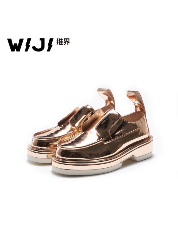 WIJI新款时尚潮流休闲鞋个性纯色超纤亮片高端气息气质低帮女鞋女