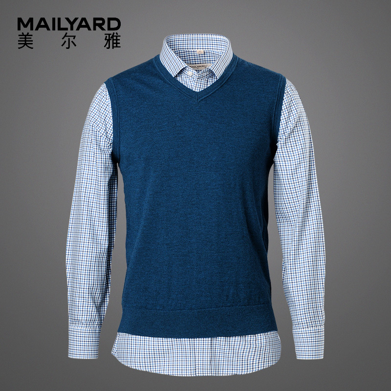 美尔雅(MAILYARD)毛背心 纯羊毛男士背心 秋冬商务休闲男式针织毛马甲 023
