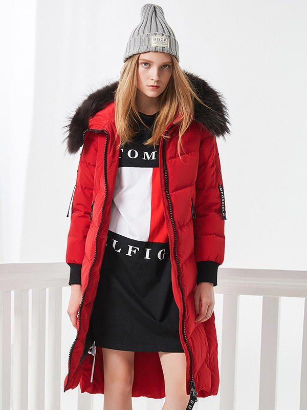 波司登羽绒服长款女过膝新款貉子毛领韩版百搭冬款