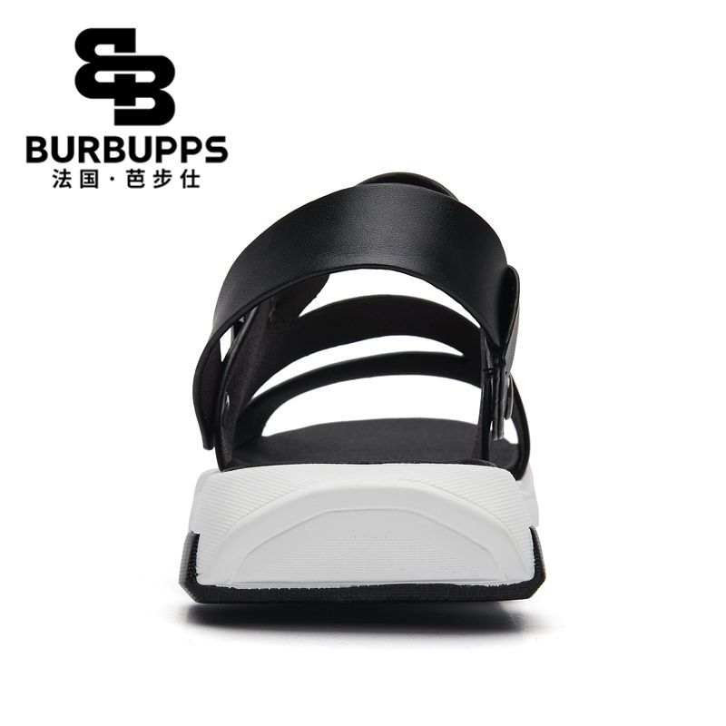 Burbupps/法国芭步仕男士沙滩鞋真皮透气凉鞋外穿两用拖鞋夏潮鞋