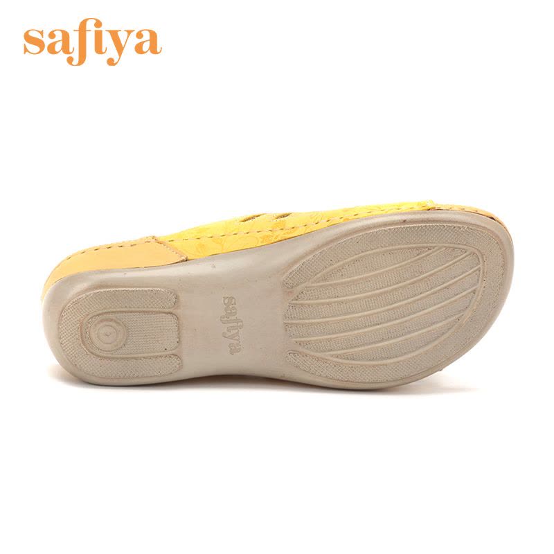 索菲娅Safiya牛皮圆头中跟套脚金属凉鞋女SF62116028图片