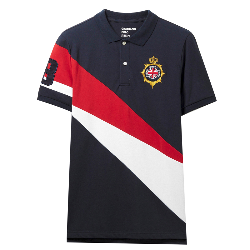 佐丹奴男polo男装绣章弹力珠地布保罗衫男式短袖polo衫91018322