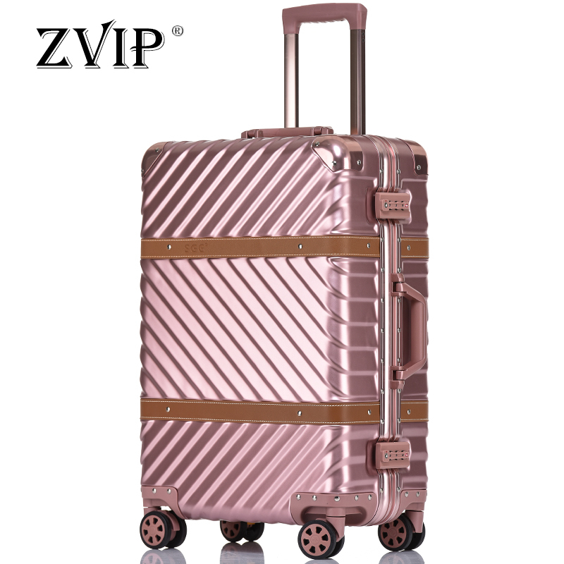 ZVIP正品22寸铝框拉杆箱万向轮韩版小清新行李箱女个性复古旅行箱男大学生密码箱登机箱托运皮箱子