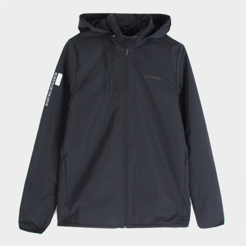 Adidas阿迪达斯NEO 男外套跑步运动服宽松上衣连帽防风服DZ7573