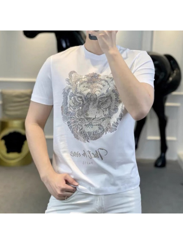 Ceen Bulled欧洲站短袖T恤男短袖重工虎头轻奢烫钻潮牌半袖衣服男抖音网红潮